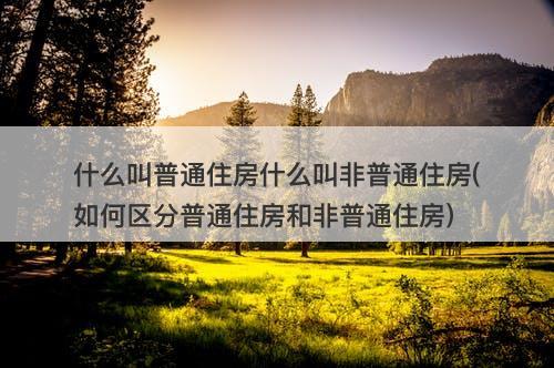 什么叫普通住房什么叫非普通住房(如何区分普通住房和非普通住房)