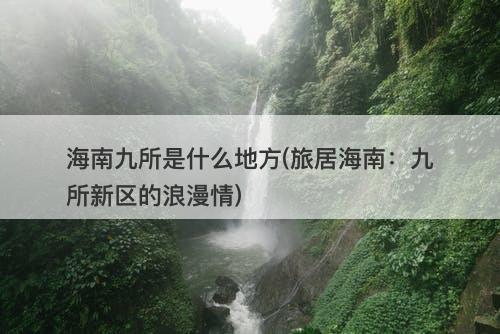 海南九所是什么地方(旅居海南：九所新区的浪漫情)