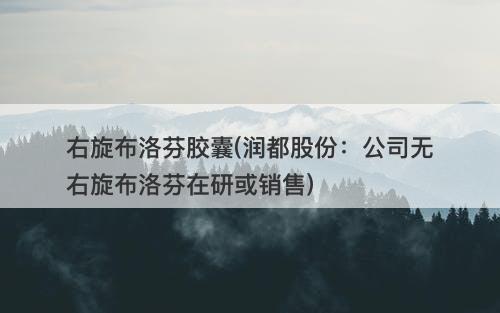 右旋布洛芬胶囊(润都股份：公司无右旋布洛芬在研或销售)