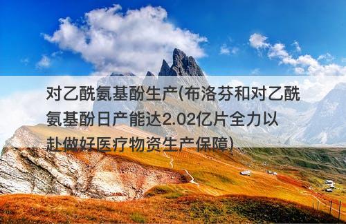 对乙酰氨基酚生产(布洛芬和对乙酰氨基酚日产能达2.02亿片全力以赴做好医疗物资生产保障)