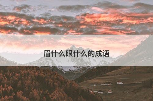 眉什么眼什么的成语-图1