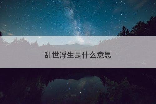 乱世浮生是什么意思-图1