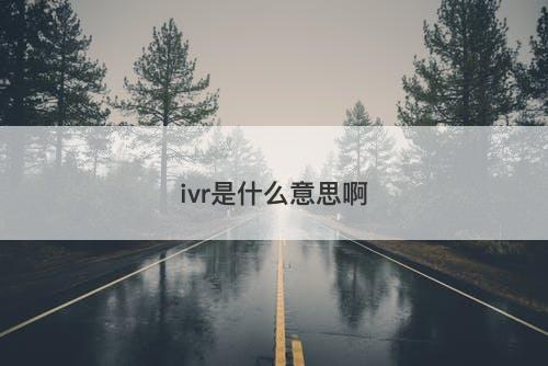 ivr是什么意思啊-图1 ivr是什么意思啊-图1
