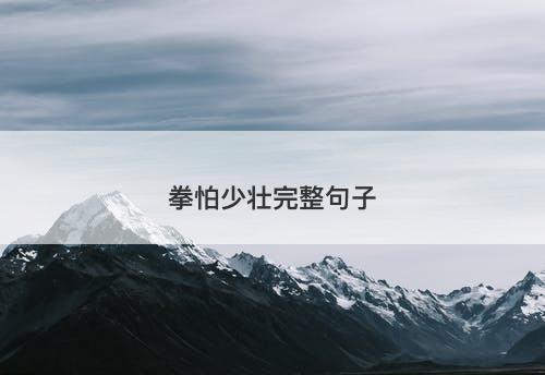 拳怕少壮完整句子