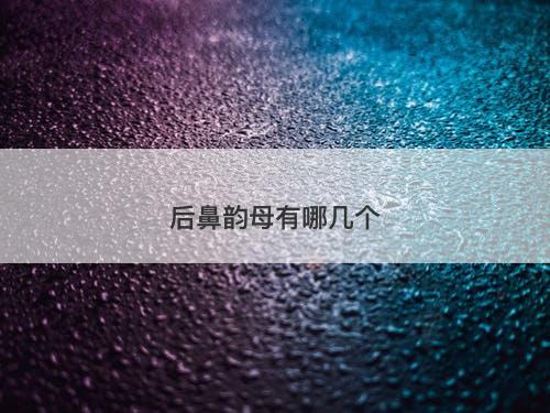 后鼻韵母有哪几个