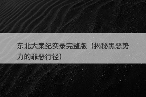 东北大案纪实录完整版（揭秘黑恶势力的罪恶行径）-图1