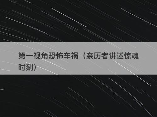 第一视角恐怖车祸（亲历者讲述惊魂时刻）-图1