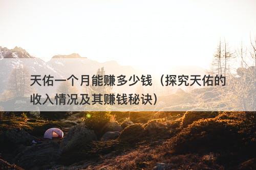 天佑一个月能赚多少钱（探究天佑的收入情况及其赚钱秘诀）-图1