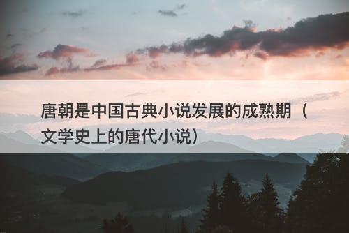 唐朝是中国古典小说发展的成熟期（文学史上的唐代小说）-图1