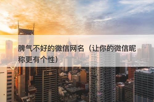 脾气不好的微信网名（让你的微信昵称更有个性）-图1