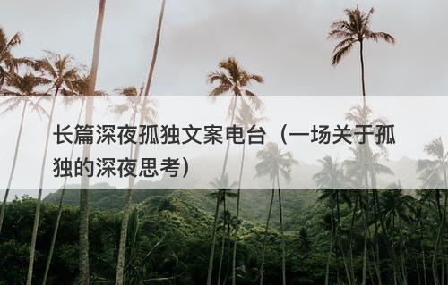 长篇深夜孤独文案电台（一场关于孤独的深夜思考）-图1