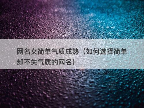 网名女简单气质成熟（如何选择简单却不失气质的网名）-图1