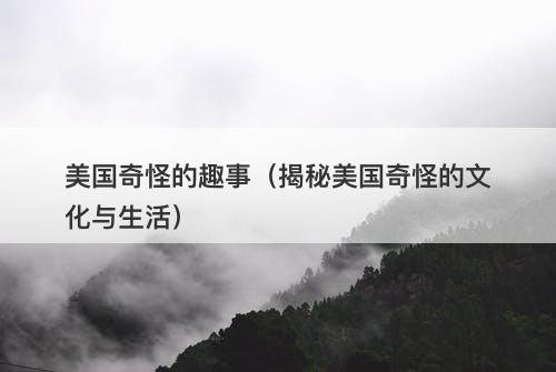 美国奇怪的趣事（揭秘美国奇怪的文化与生活）-图1