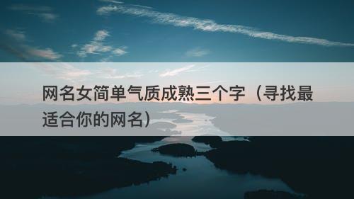 网名女简单气质成熟三个字（寻找最适合你的网名）-图1