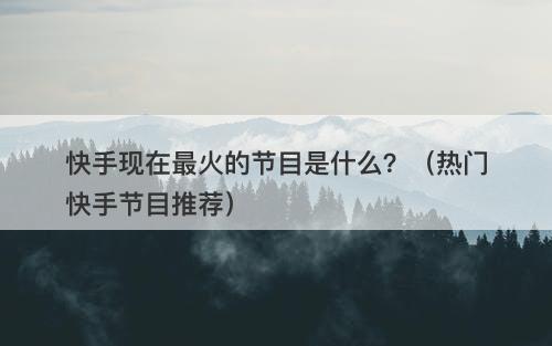 快手现在最火的节目是什么？（热门快手节目推荐）-图1