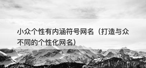 小众个性有内涵符号网名（打造与众不同的个性化网名）-图1