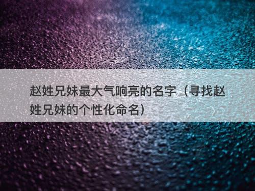 赵姓兄妹最大气响亮的名字（寻找赵姓兄妹的个性化命名）-图1