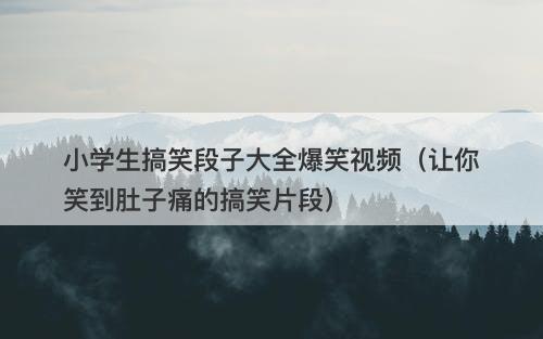 小学生搞笑段子大全爆笑视频（让你笑到肚子痛的搞笑片段）-图1