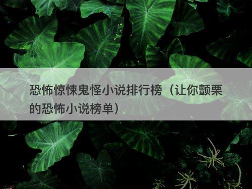 恐怖惊悚鬼怪小说排行榜（让你颤栗的恐怖小说榜单）