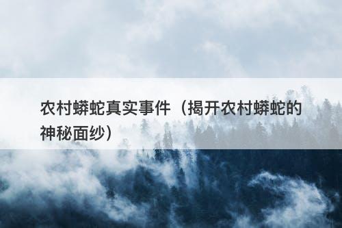 农村蟒蛇真实事件（揭开农村蟒蛇的神秘面纱）