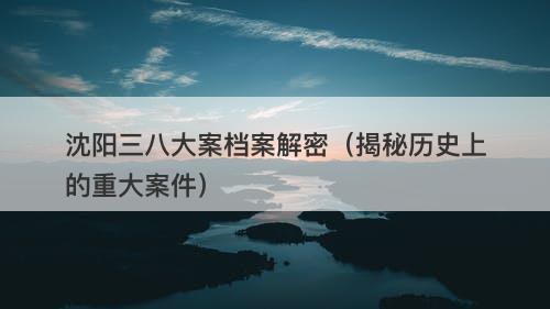 沈阳三八大案档案解密（揭秘历史上的重大案件）