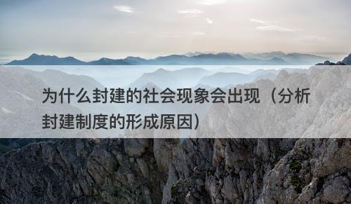 为什么封建的社会现象会出现（分析封建制度的形成原因）