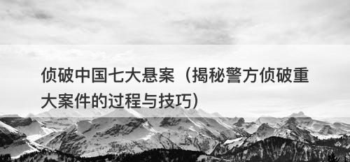 侦破中国七大悬案(揭秘警方侦破重大案件的过程与技巧)-图1 侦破中国七大悬案(揭秘警方侦破重大案件的过程与技巧)-图1