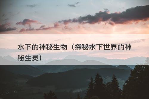 水下的神秘生物（探秘水下世界的神秘生灵）-图1