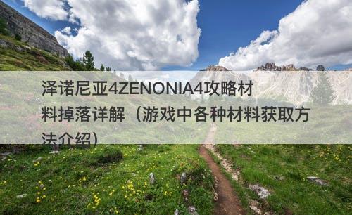 泽诺尼亚4ZENONIA4攻略材料掉落详解（游戏中各种材料获取方法介绍）