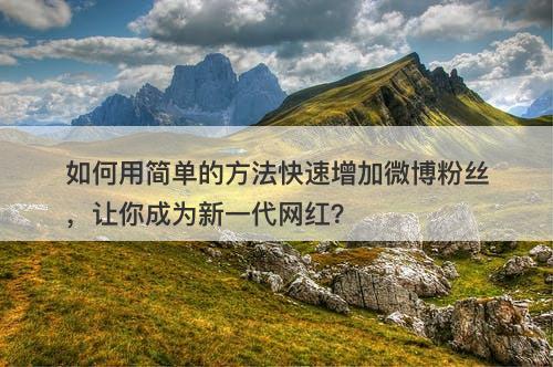 如何用简单的方法快速增加微博粉丝，让你成为新一代网红？