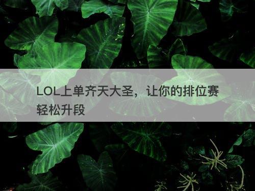 LOL上单齐天大圣，让你的排位赛轻松升段