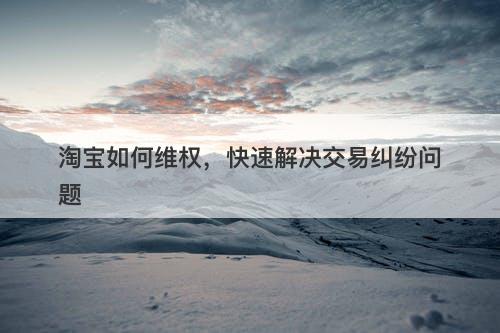 淘宝如何维权，快速解决交易纠纷问题