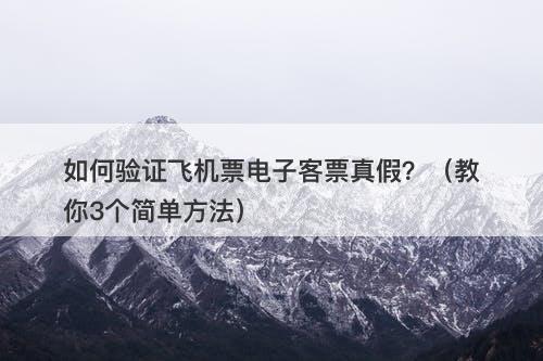 如何验证飞机票电子客票真假？（教你3个简单方法）