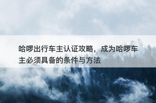 哈啰出行车主认证攻略，成为哈啰车主必须具备的条件与方法