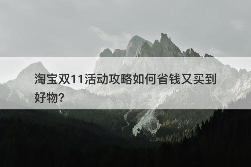 淘宝双11活动攻略如何省钱又买到好物？