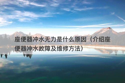 座便器冲水无力是什么原因（介绍座便器冲水故障及维修方法）