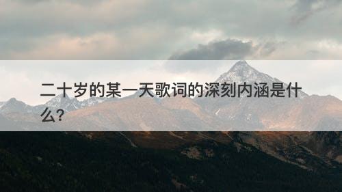 二十岁的某一天歌词的深刻内涵是什么？