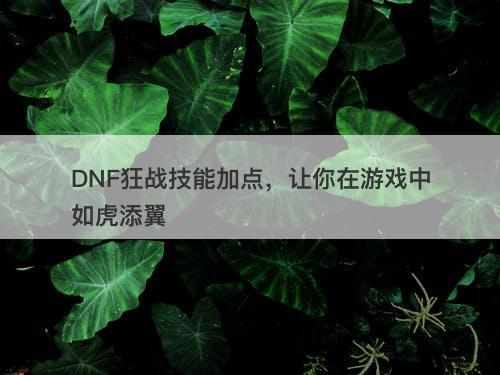 DNF狂战技能加点，让你在游戏中如虎添翼