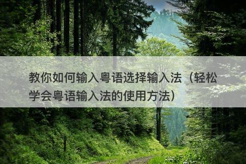 教你如何输入粤语选择输入法（轻松学会粤语输入法的使用方法）-图1