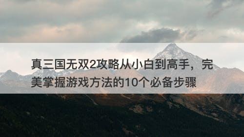 真三国无双2攻略从小白到高手，完美掌握游戏方法的10个必备步骤