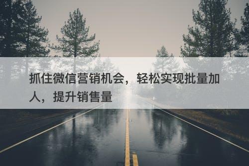 抓住微信营销机会，轻松实现批量加人，提升销售量