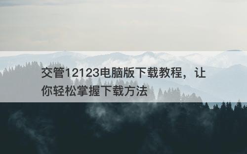 交管12123电脑版下载教程，让你轻松掌握下载方法