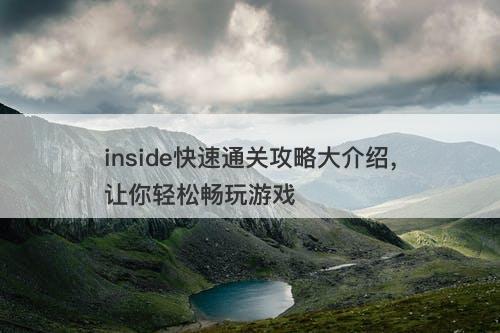 inside快速通关攻略大介绍，让你轻松畅玩游戏