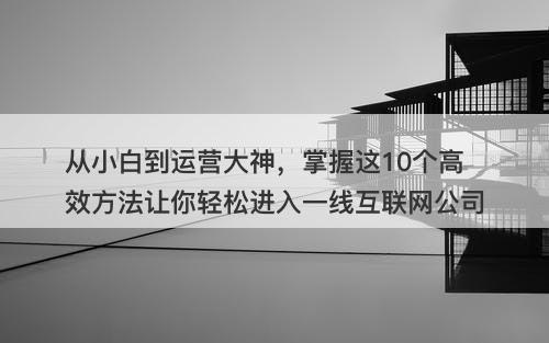 从小白到运营大神，掌握这10个高效方法让你轻松进入一线互联网公司