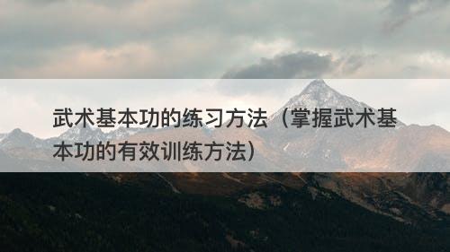 武术基本功的练习方法(掌握武术基本功的有效训练方法)-图1 武术基本功的练习方法(掌握武术基本功的有效训练方法)-图1