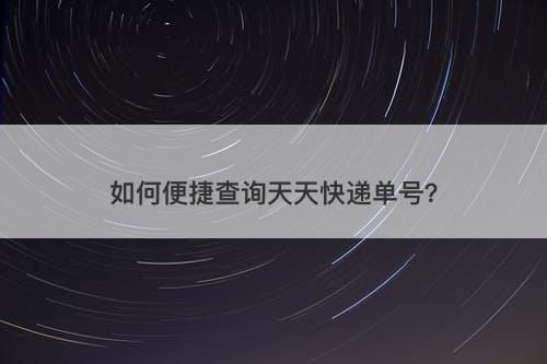 如何便捷查询天天快递单号？