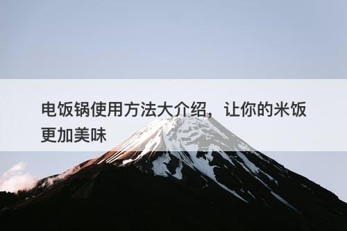 电饭锅使用方法大介绍，让你的米饭更加美味