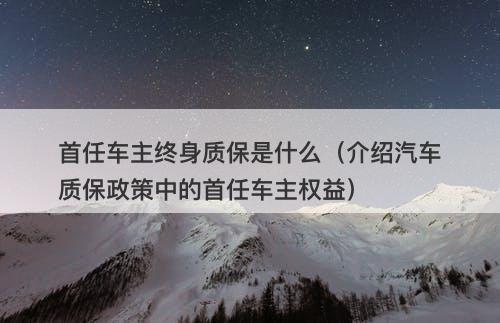 首任车主终身质保是什么(介绍汽车质保政策中的首任车主权益)-图1 首任车主终身质保是什么(介绍汽车质保政策中的首任车主权益)-图1