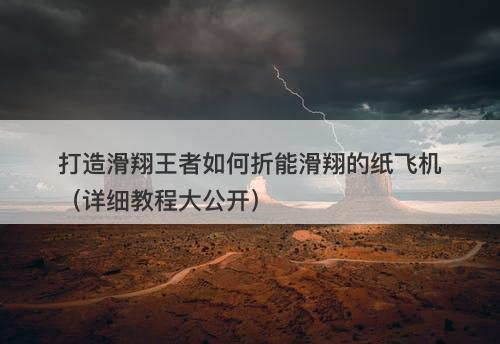 打造滑翔王者如何折能滑翔的纸飞机（详细教程大公开）