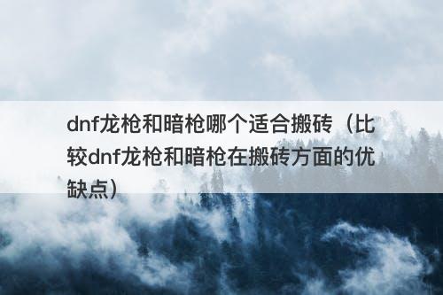 dnf龙枪和暗枪哪个适合搬砖（比较dnf龙枪和暗枪在搬砖方面的优缺点）